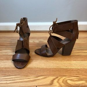 Indigo Brand Chestnut Stacked Heel Sandals